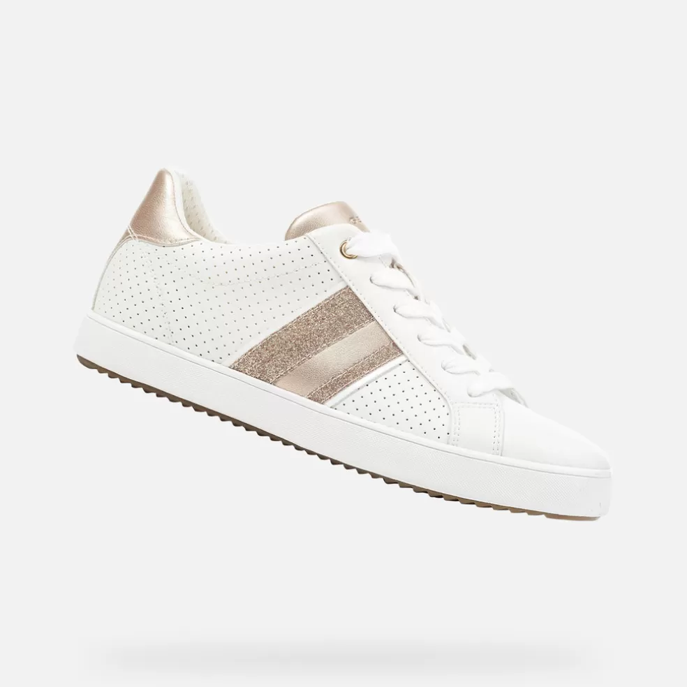 Geox BLOMIEE MULHER - SNEAKERS de mulher branco/ouro claro Online