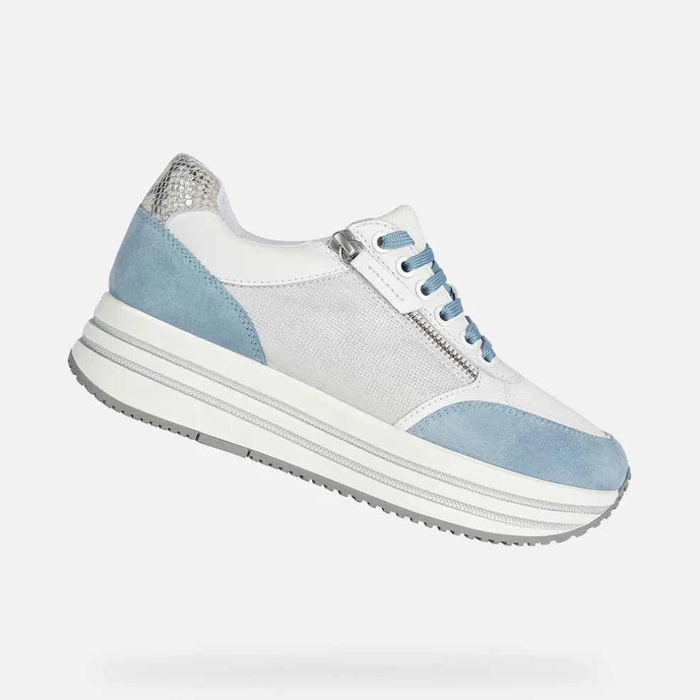 Geox KENCY MULHER - SNEAKERS de mulher branco/azul celeste claro Shop