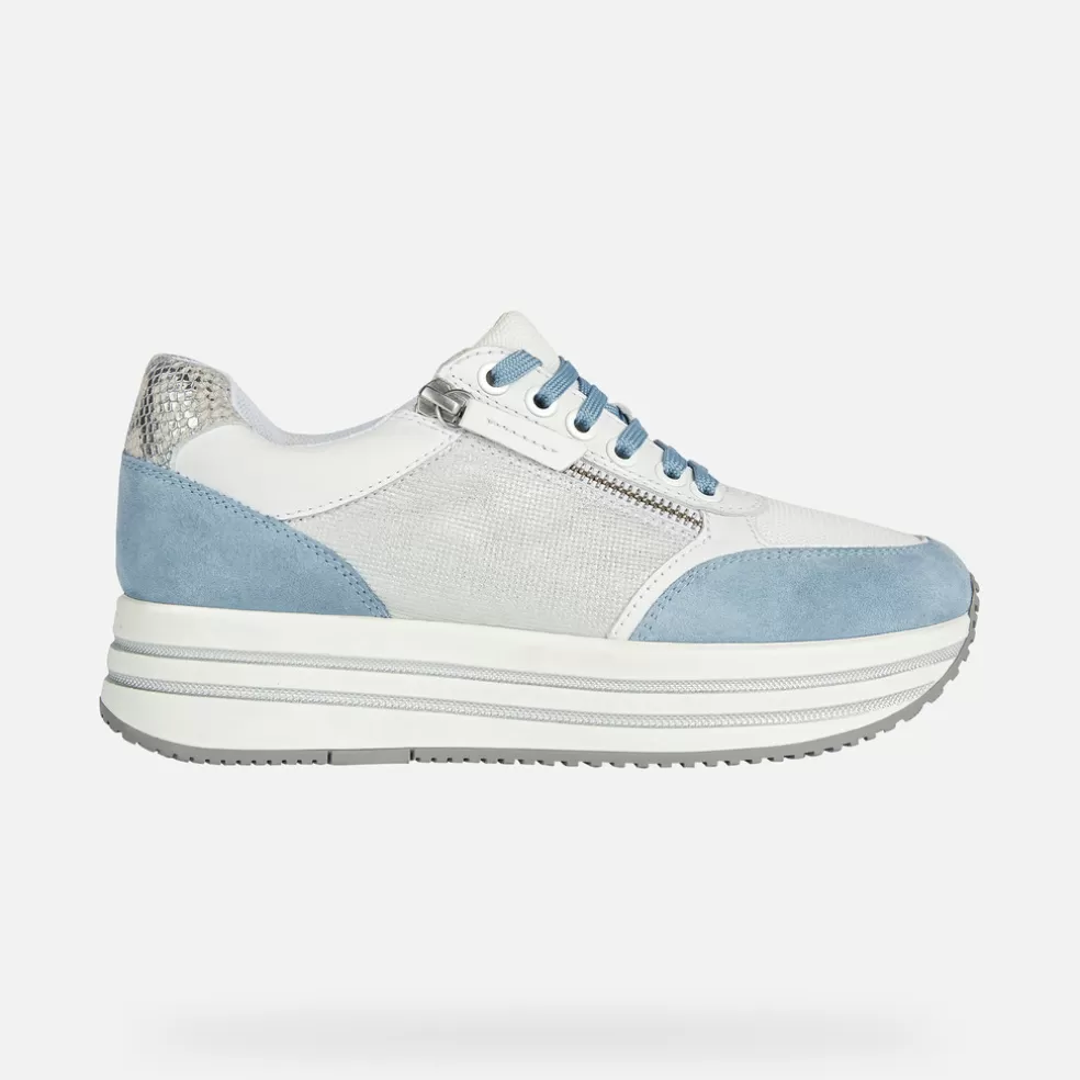 Geox KENCY MULHER - SNEAKERS de mulher branco/azul celeste claro Shop