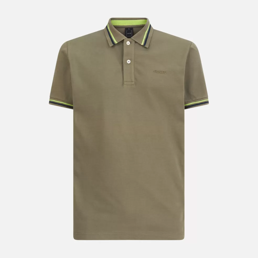 Geox POLO HOMEM - T-SHIRTS E POLOS de homem verde azeitona escuro Online