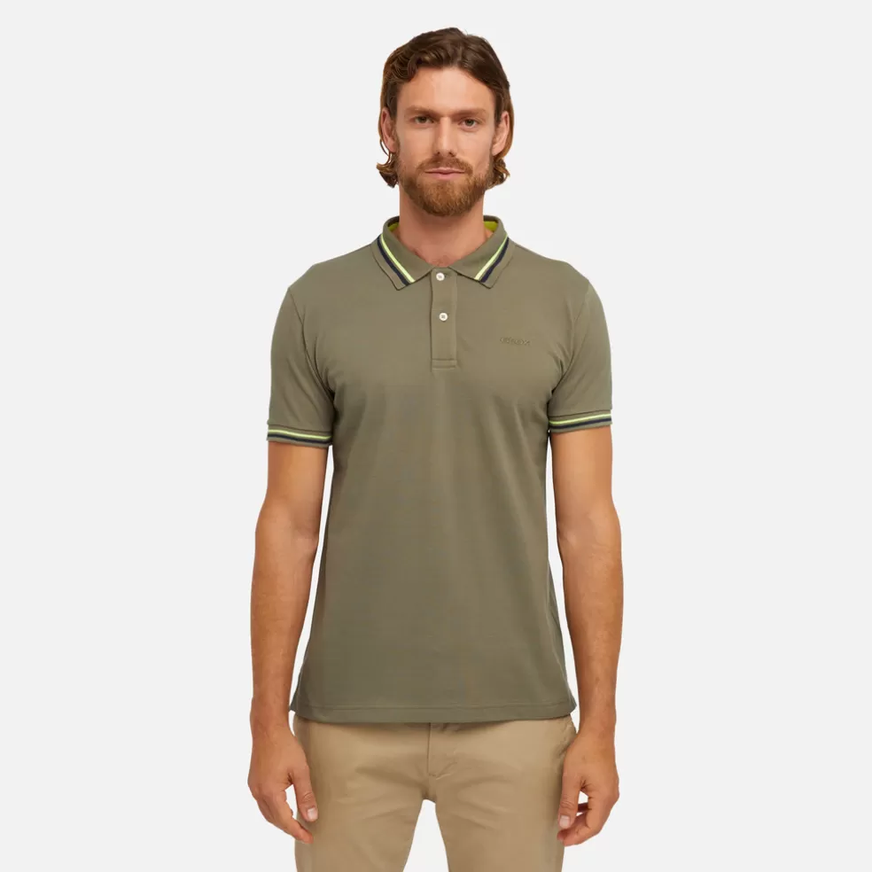 Geox POLO HOMEM - T-SHIRTS E POLOS de homem verde azeitona escuro Online