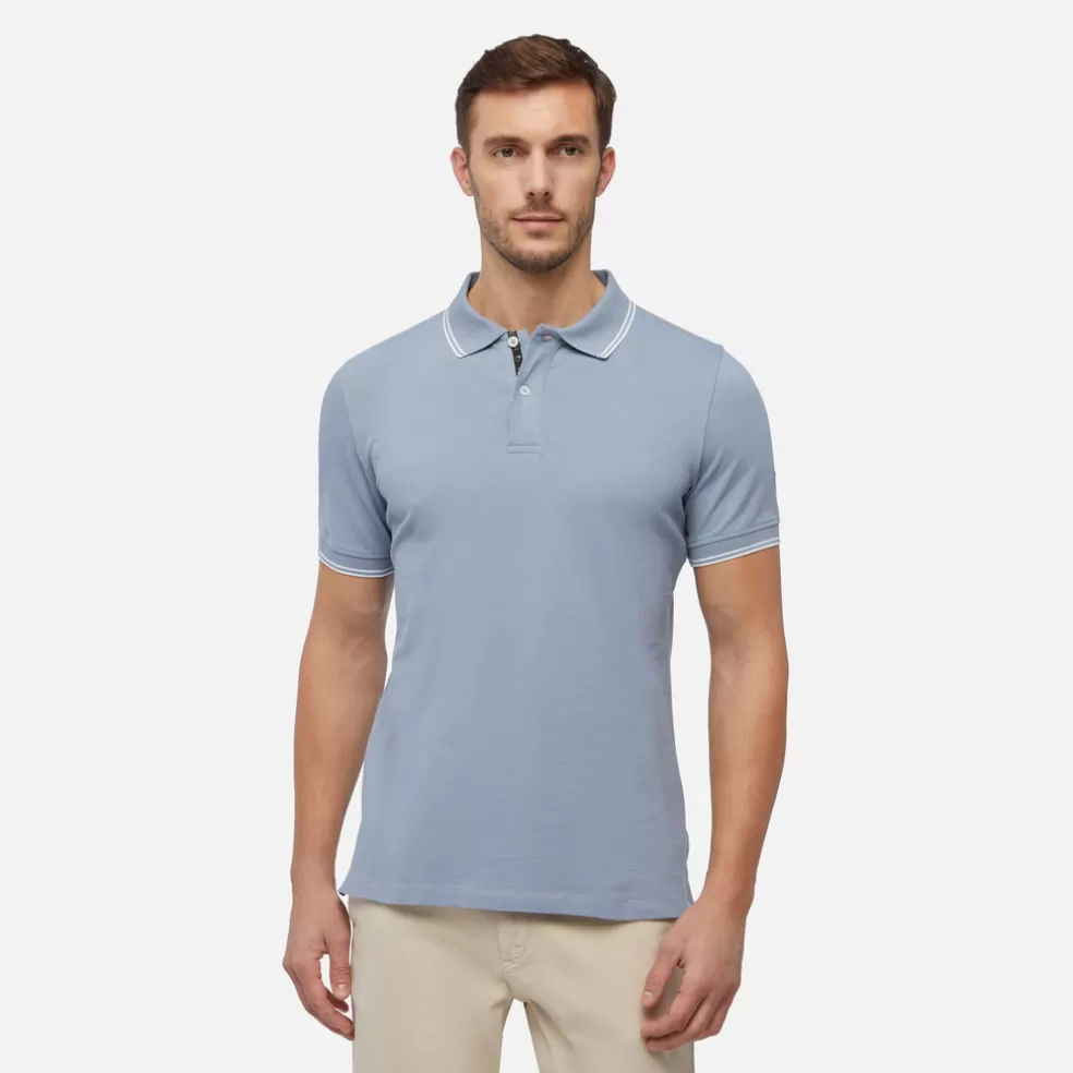 Geox POLO HOMEM - T-SHIRTS E POLOS de homem azul celeste pó Sale