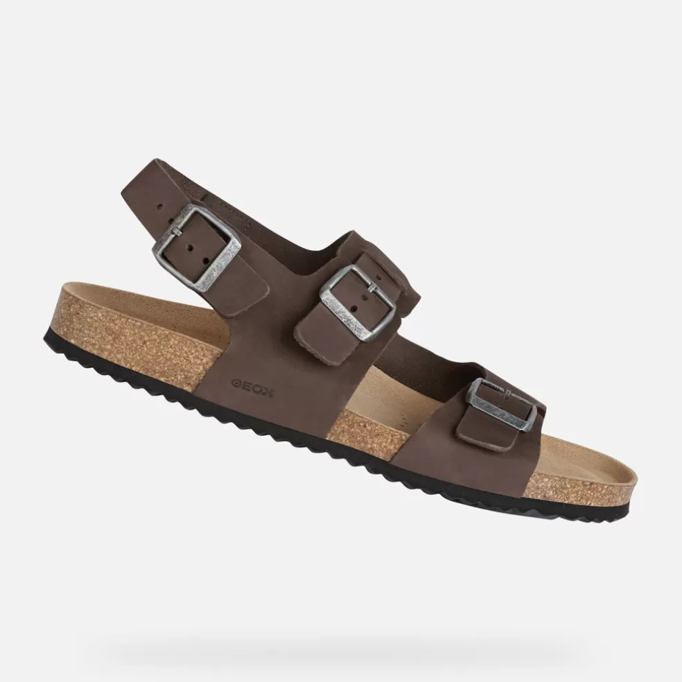 Geox SANDAL GHITA HOMEM - SANDÁLIAS de homem castanho escuro Fashion