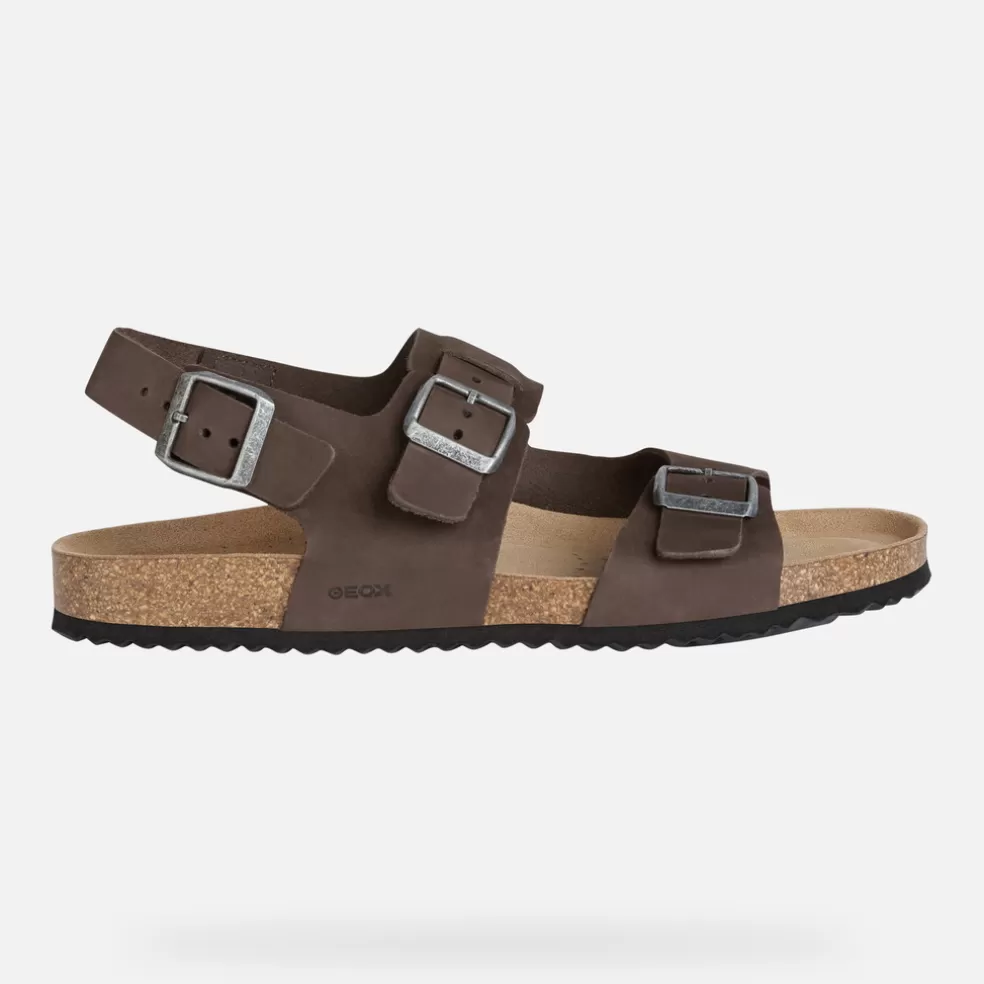 Geox SANDAL GHITA HOMEM - SANDÁLIAS de homem castanho escuro Fashion