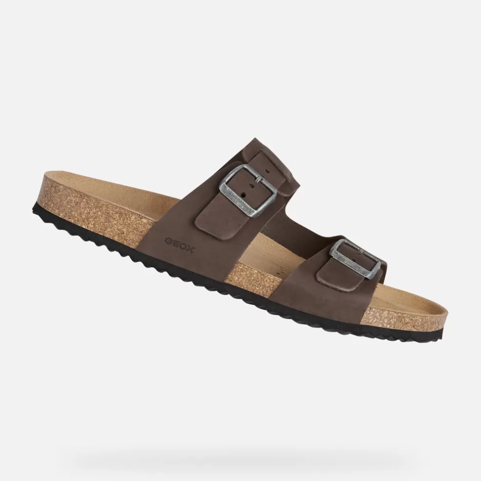 Geox SANDAL GHITA HOMEM - SANDÁLIAS de homem castanho escuro Fashion