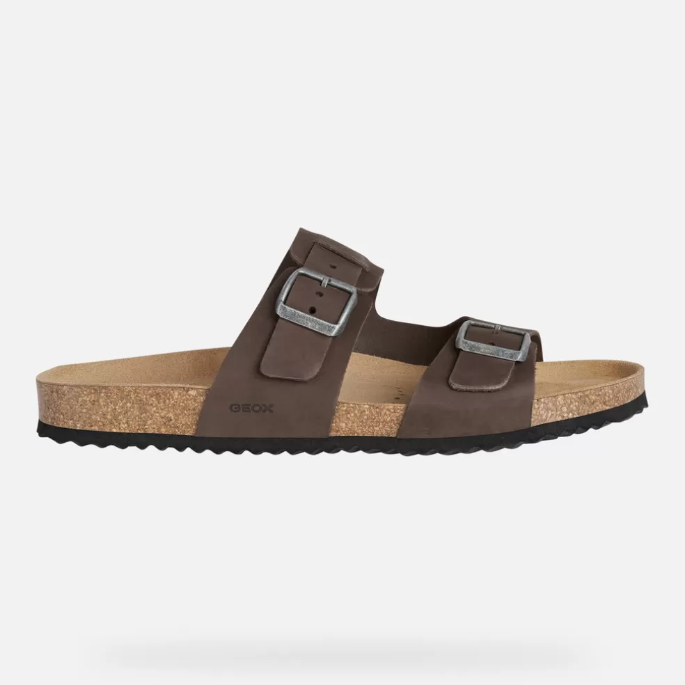 Geox SANDAL GHITA HOMEM - SANDÁLIAS de homem castanho escuro Fashion